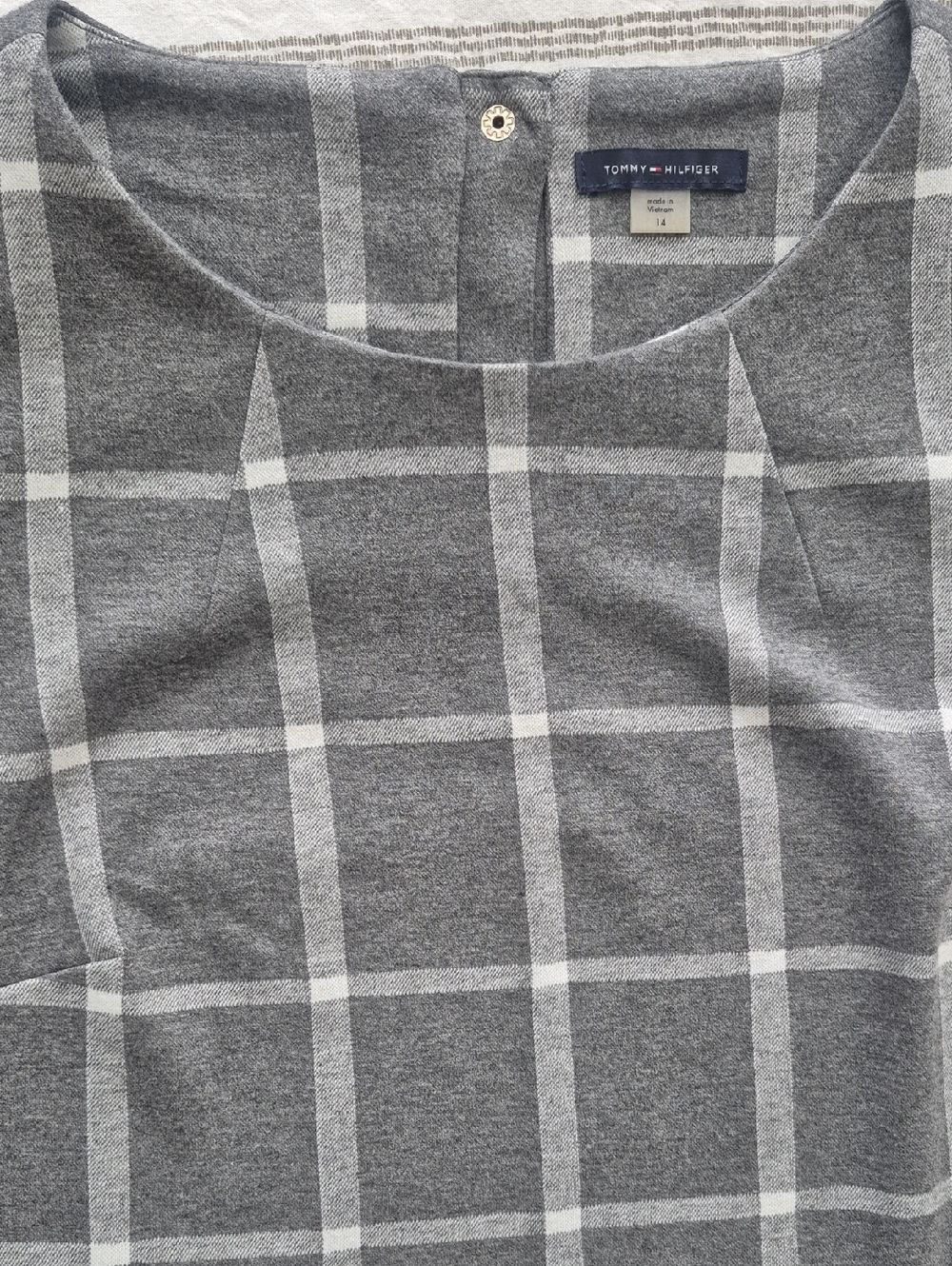 Tommy Hilfiger Gray and White Windowpane Sheath Dress